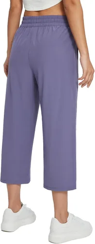 Miniatura 2 de BALEAF Pantalones capri de pierna ancha para mujer, pantalones holgados de secado rápido, bolsillos UPF50+ atléticos, casuales, entrenamiento, yoga