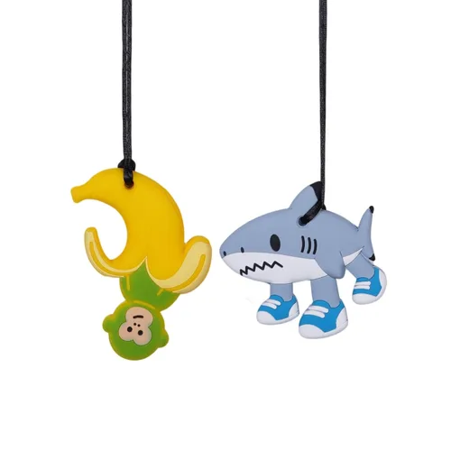 2 piezas de collar sensorial de silicona para niños y niñas, collar masticable para niños con autismo, TDAH, motor oral, necesidades de morder,