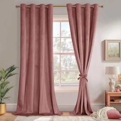 Miniatura 26 de JIUZHEN - Cortinas de terciopelo gris de 63 pulgadas opacas para sala de estar - Cortinas gruesas de terciopelo con ojales para ventana
