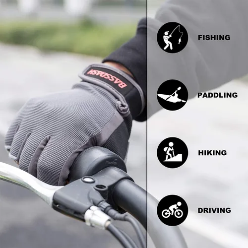 Miniatura 3 de BASSDASH Guantes de pesca Astro para hombres y mujeres, guantes sin dedos para pesca deportiva, kayak, remo, vela, MTB Gris