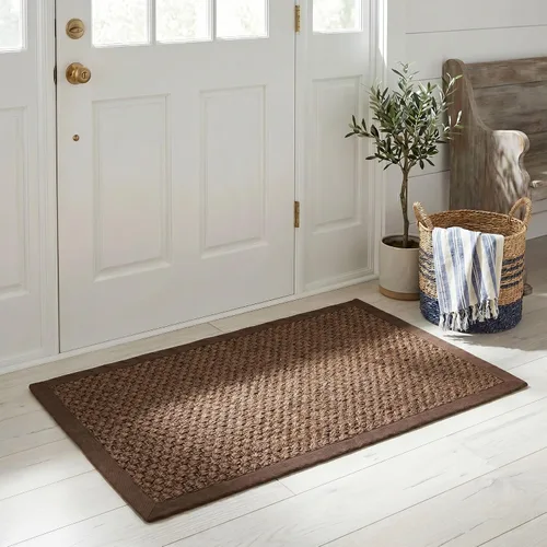 SAFAVIEH Alfombra de área 2x3 - Colección de fibra natural - Chocolate, sisal, diseño tejido con borde (NF525D)
