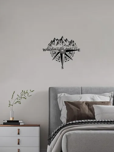Miniatura 6 de Resama Brújula de Metal en Rosa para Decoración de Pared Aventuras por Todas Partes - Arte de Pared Náutica y Montaña para Colgar en la Sala