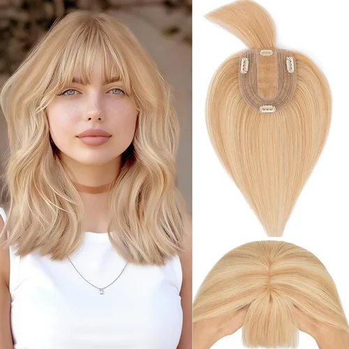 Miniatura 30 de Rich Choices Pelucas con topper de cabello para mujeres, cabello humano real 100% Remy, sin flequillo, para mujeres con adelgazamiento en la parte