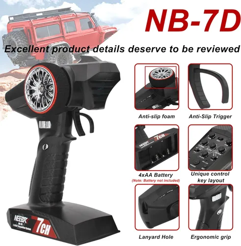 Miniatura 2 de Transmisor RC de 7 canales con receptor, sistema de control de luz integrado y juego de 12 luces LED, control remoto de radio de 2.4 GHz para auto a