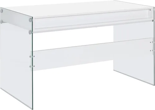 Miniatura 8 de Allora Escritorio contemporáneo de madera/vidrio, acabado blanco brillante, 48 pulgadas de ancho x 23.5 pulgadas de profundidad x 29.5 pulgadas