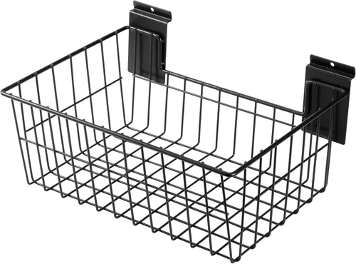 Miniatura 8 de Cestas de Slatwall de 15 pulgadas de ancho resistentes con listones de alambre de acero para colgar en la pared, accesorio versátil para venta al