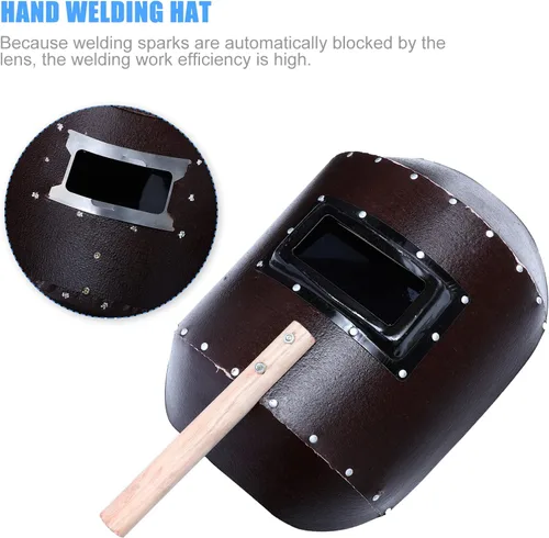 Miniatura 2 de Angoily Máscaras de soldadura de mano, casco de trabajo, escudo de soldadura con asa, herramienta de protección de seguridad facial para lugares