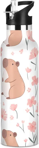 Miniatura 22 de Flower Horse - Botella de agua de acero inoxidable con aislamiento al vacío, botella de boca estándar con asa ancha