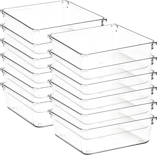 Miniatura 8 de Paquete de 4 organizadores de cajones, contenedores de almacenamiento de acrílico transparente de 6 x 9 pulgadas con almohadillas antideslizantes