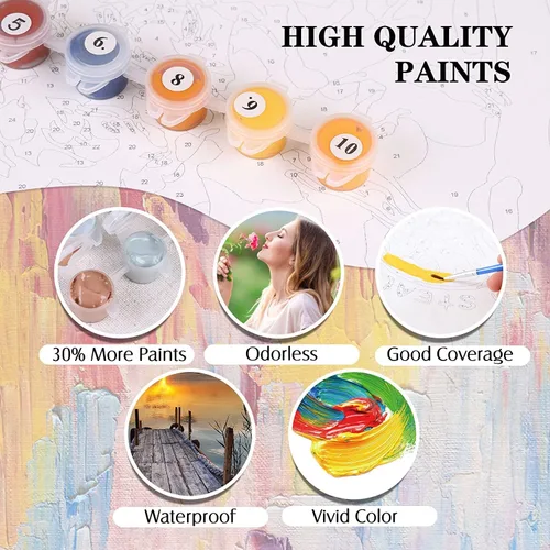 Miniatura 5 de Pintura de bolas de flores por números para adultos, kit de pintura por números para adultos, paquete de pintura por números para principiantes