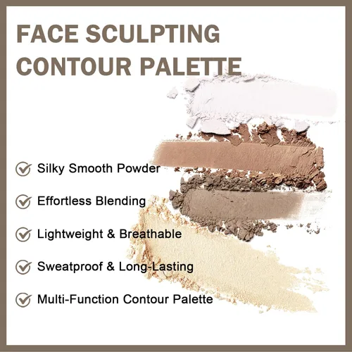 Miniatura 2 de Paleta de contorno Bronzer, polvo de contorno mate, bronceador tono fresco para piel clara y clara, contorno mate construible, polvo gris