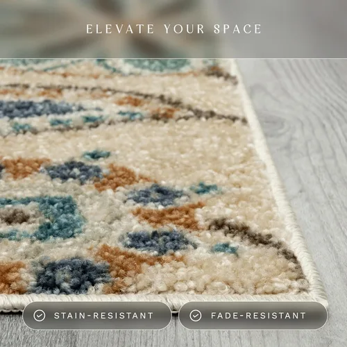 Miniatura 5 de Maples Rugs Reggie Floral Runner - Alfombra para pasillo, fabricada en Estados Unidos, lavable, antideslizante, alfombra interior para cocina, Beige
