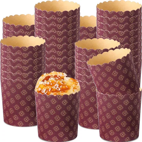 Miniatura 8 de FoldTier 24 moldes para pan de Pascua, moldes de papel corrugado para hornear, forma de papel redondo para pasteles, panettone, cocina, muffins