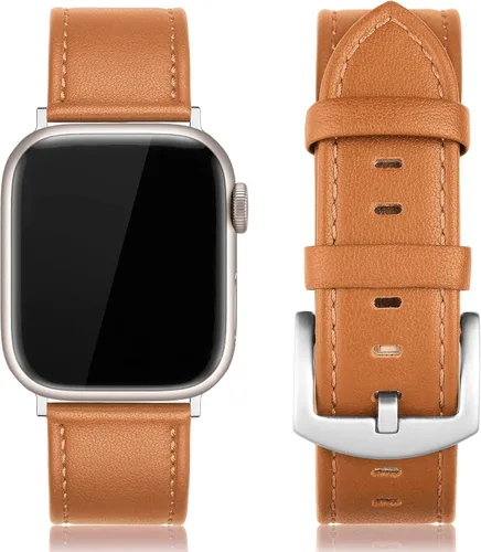 Miniatura 23 de EDIMENS Correas de cuero compatibles con Apple Watch de 1.81 pulgadas, 1.77 pulgadas, 1.73 pulgadas, 1.65 pulgadas (serie 1, 2, 3) para hombres
