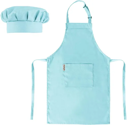 Miniatura 11 de Juego de delantal y gorro de chef para niños - Delantal infantil ajustable para niños y niñas para cocinar, hornear, vajilla