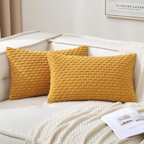 Miniatura 69 de MIULEE - Paquete de 2 fundas de cojín decorativas, modernas y boho, de terciopelo, con textura a rayas, para sofá, cama, sala de estar, decoración