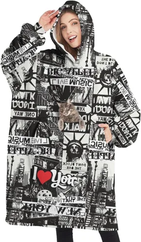 Miniatura 11 de Wearable Oversized Blanket,Sherpa Blanket Hoodie with Super Pockets,Super Warm Fuzzy Pullover for Women & Men