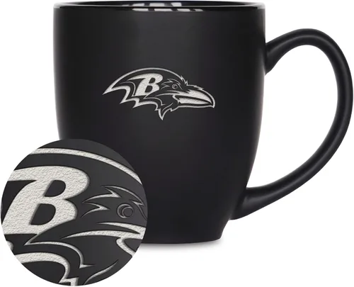 Miniatura 21 de Rico Industries Taza Bistro Mate Negra de Fútbol Americano NFL de 15 onzas - Para Bebidas Calientes o Frías - Logotipo del Equipo Grabado para una