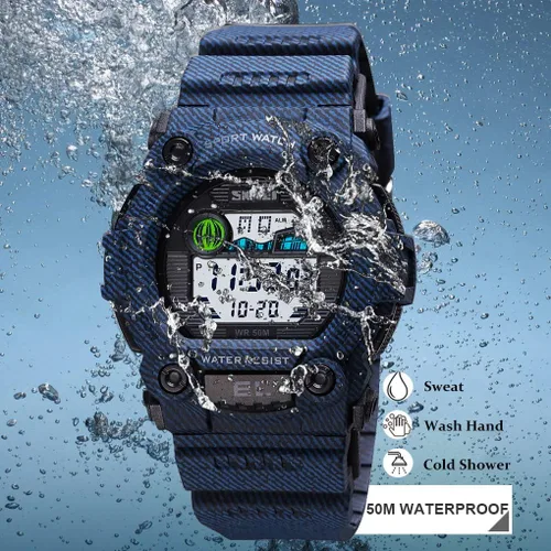 Miniatura 6 de CakCity Reloj deportivo LED de camuflaje para niños, impermeable, digital, electrónico, militar, reloj de pulsera para niños con alarma luminosa