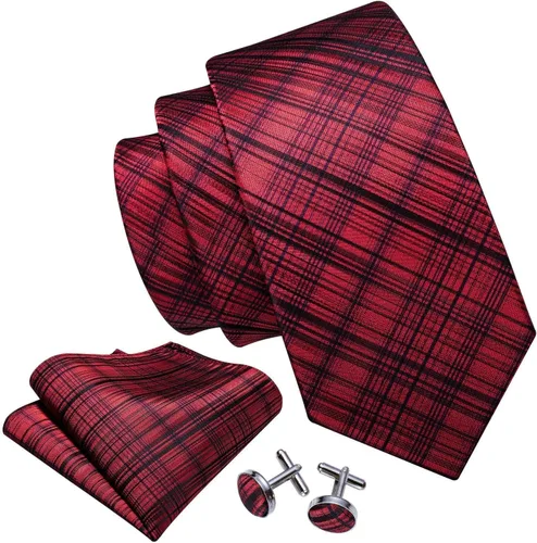 Miniatura 172 de Barry.Wang Juego de corbatas para hombre, corbata de seda a rayas, tejido a cuadros, gemelos formales, negocios, boda