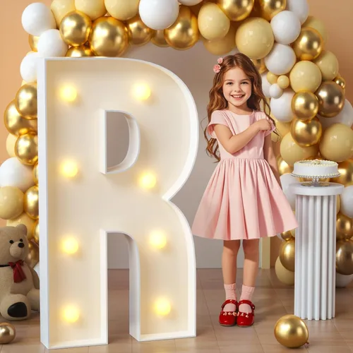 Miniatura 25 de imprsv Letras de marquesina iluminadas, letras de mosaico de 1.2 m con luz para decoración de baby shower, graduación, gran J para decoraciones