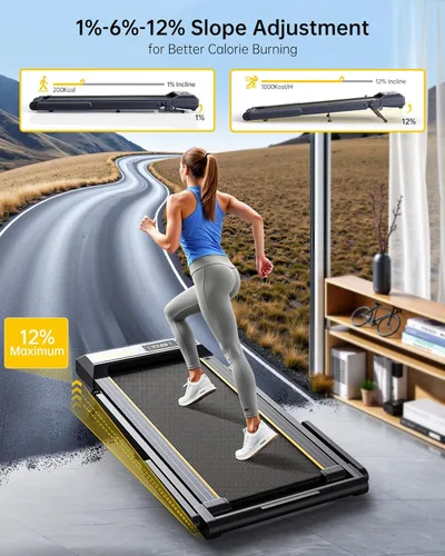 Miniatura 10 de TOPUTURE Walking Pad Treadmill with 12% Incline & Handle Bar, Treadmills for Home with Bluetooth Speaker, 4 in 1 Under Desk Treadmill Folding