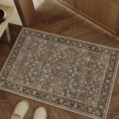 Miniatura 76 de HUGEAR 8x10 Alfombras lavables a máquina color marrón para pasillo, alfombra grande de área interior, alfombra de acento floral, alfombra de pelo