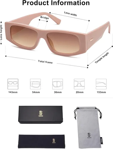 Miniatura 55 de SOJOS Gafas de sol polarizadas rectangulares Y2K de moda para mujeres y hombres, gafas de sol rave de diseñador de moda SJ2228