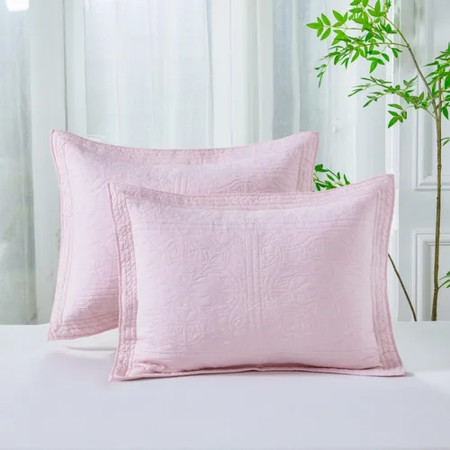 Miniatura 65 de WINLIFE Juego de 2 fundas de almohada acolchadas 100% algodón, estampado floral, tamaño King, color verde