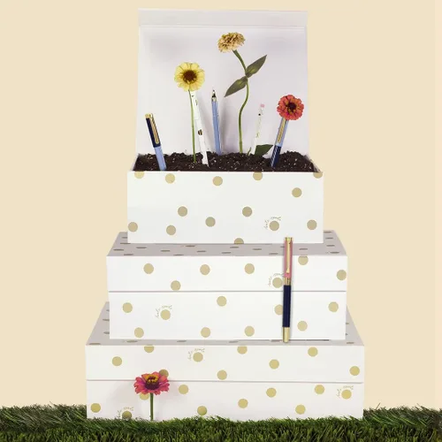 Miniatura 8 de kate spade new york Cajas de almacenamiento decorativas con tapas, paquete de 3 contenedores organizadores resistentes, incluye cajas anidables