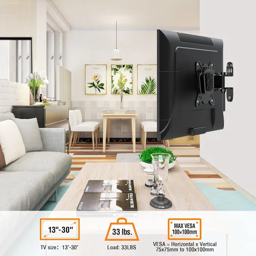 Miniatura 7 de ELIVED Soporte de pared para TV pequeño con giro de inclinación ajustable para la mayoría de televisores LED LCD OLED OLED de 13 a 30 pulgadas