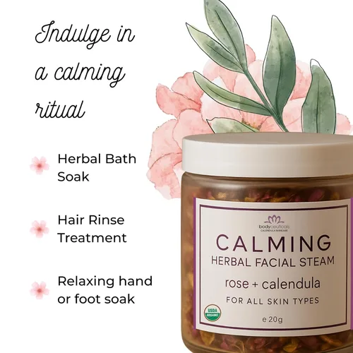 Miniatura 4 de Rose + Caléndula - Vapor facial de hierbas Pétalos de rosa orgánicos y caléndula, vapor facial calmante e hidratante con flores orgánicas, sin