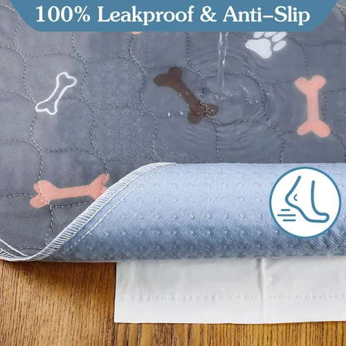 Miniatura 4 de Almohadillas lavables para orina para perros, paquete de 2 almohadillas reutilizables de 41"x41", almohadillas impermeables para entrenamiento
