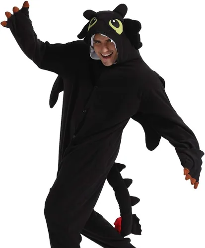 Miniatura 2 de dressfan Disfraz de dragón de animal, disfraz de Halloween, cosplay, pijamas de Navidad, unisex, adultos, adolescentes, blanco y negro