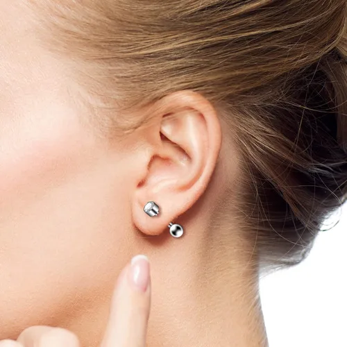 Miniatura 6 de Juego de 10 aretes de 0.56 oz, aretes de bola con cierre de tornillo, aretes de tuerca para cartílago de hélix, barra con incrustaciones