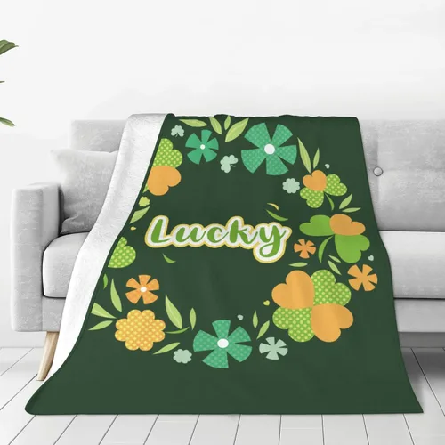 Miniatura 24 de Manta del día de San Patricio, manta decorativa de tréboles verdes irlandeses para primavera, 40 x 50 pulgadas, manta de franela suave para viajes