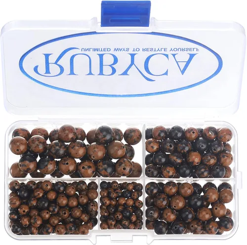 Miniatura 9 de RUBYCA Natural negro lava piedras preciosas redondas sueltas cuentas organizador caja de plástico fabricación de joyas mezcla tamaños