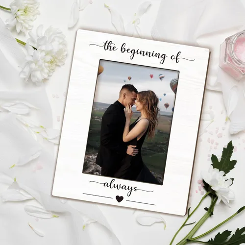 Miniatura 6 de Marco de Fotos de Compromiso 5x7, Marco de Fotos de Boda, Regalos de Compromiso para Parejas Recién Comprometidas, El Comienzo de Siempre Marcos