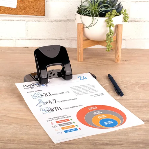 Miniatura 2 de Swingline - Perforadora de 2 agujeros, perforadora de 20 hojas, perforadora de papel, mango de confort de bajo esfuerzo SmartTouch, guía