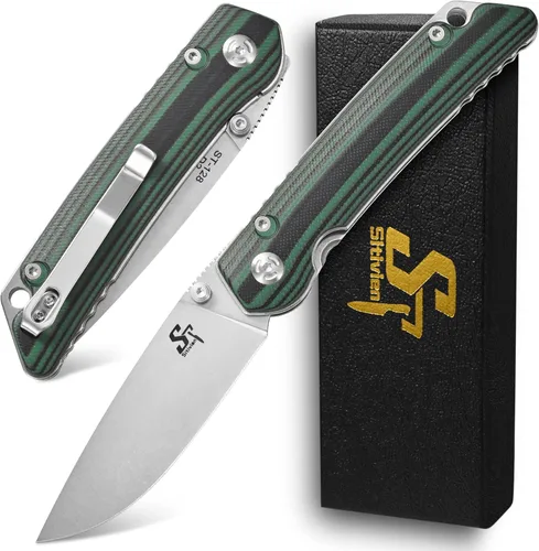 Miniatura 13 de Sitivien ST128 - Cuchillo plegable, hoja D2 G10, mango de seguridad, trazador de líneas de seguridad, cuchillo de herramienta EDC para senderismo al