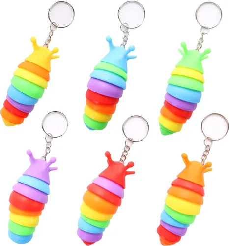 MEIEST 6 piezas de mini juguetes para la ansiedad, diseño articulado en 3D, oruga elástica para aliviar el estrés, juguete de mano flexible, ideal