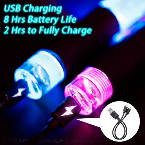 Miniatura 2 de Antner Baquetas recargables con luz LED que cambian de color en 15 colores, brillan en la oscuridad, baquetas geniales con bolsa de almacenamiento