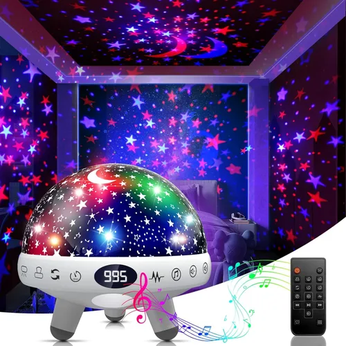 Miniatura 11 de YACHANCE Luz nocturna para habitación de niños con máquina de sonido, luz nocturna para bebé, proyector de estrellas, máquina de ruido blanco