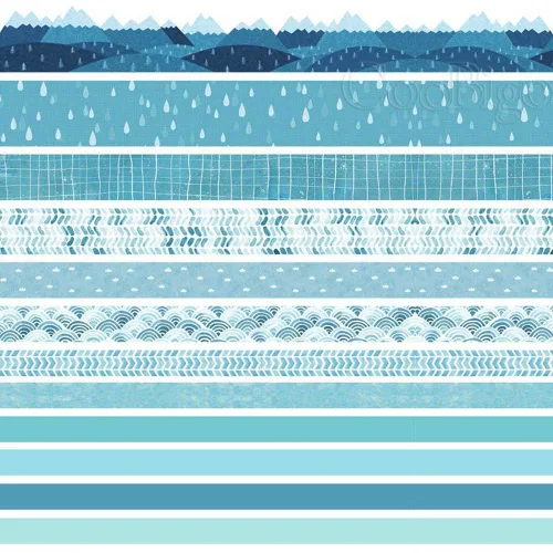 Miniatura 3 de CooBigo Juego de cintas Washi, 12 rollos de 4 tamaños de cintas adhesivas decorativas para manualidades, álbumes de recortes, bricolaje, Pista azul