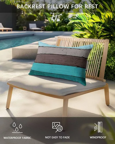 Miniatura 3 de Summer - Almohada para silla de playa de grano de madera de granja para exteriores, reposacabezas para tumbona, almohada reclinable con rellenos
