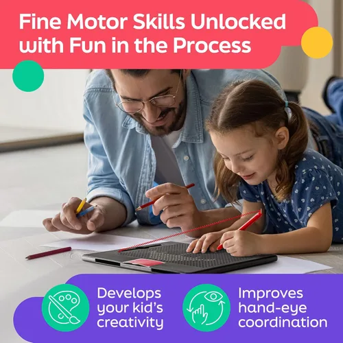 Miniatura 2 de AYNAT FUN Tablero de dibujo magnético grande para niños y niños pequeños con cuentas y lápiz óptico magnético, juguete magnético para tabletas