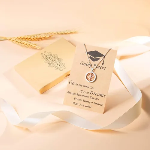 Miniatura 7 de Regalos de graduación para ella 2023 brújula collar de graduación para graduación de la universidad, regalos de graduación para hija, Latón, No es