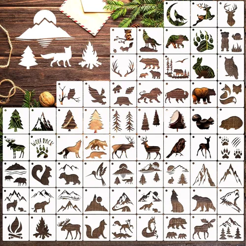 Miniatura 13 de Plantillas pequeñas de 3 pulgadas para pintar sobre madera, paredes, tarjetas, roca, portavasos, plantillas reutilizables para decoración de madera