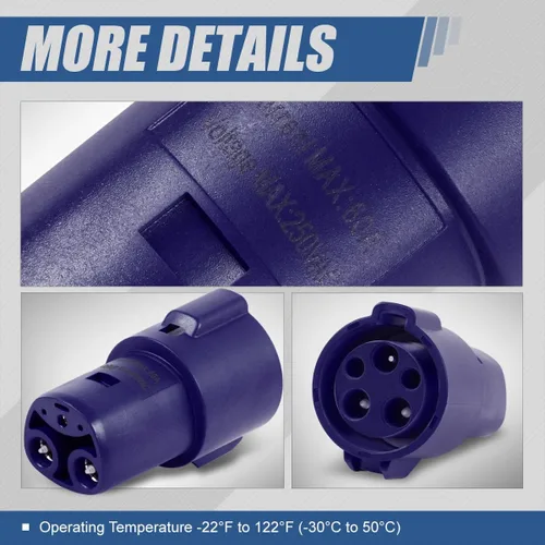 Miniatura 6 de Auto Dynasty SAE J1772 Adaptador de carga de enchufe a Tesla de 60 A / 250 V CA, compatible con Tesla Model 3/S/X/Y, azul texturizado mate