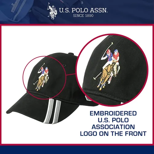 Miniatura 3 de Concept One U.s Polo Assn. Dad Hat, Embroidered Horse Logo Adjustable Adult Baseball Cap with Diagonal Accent Stripes